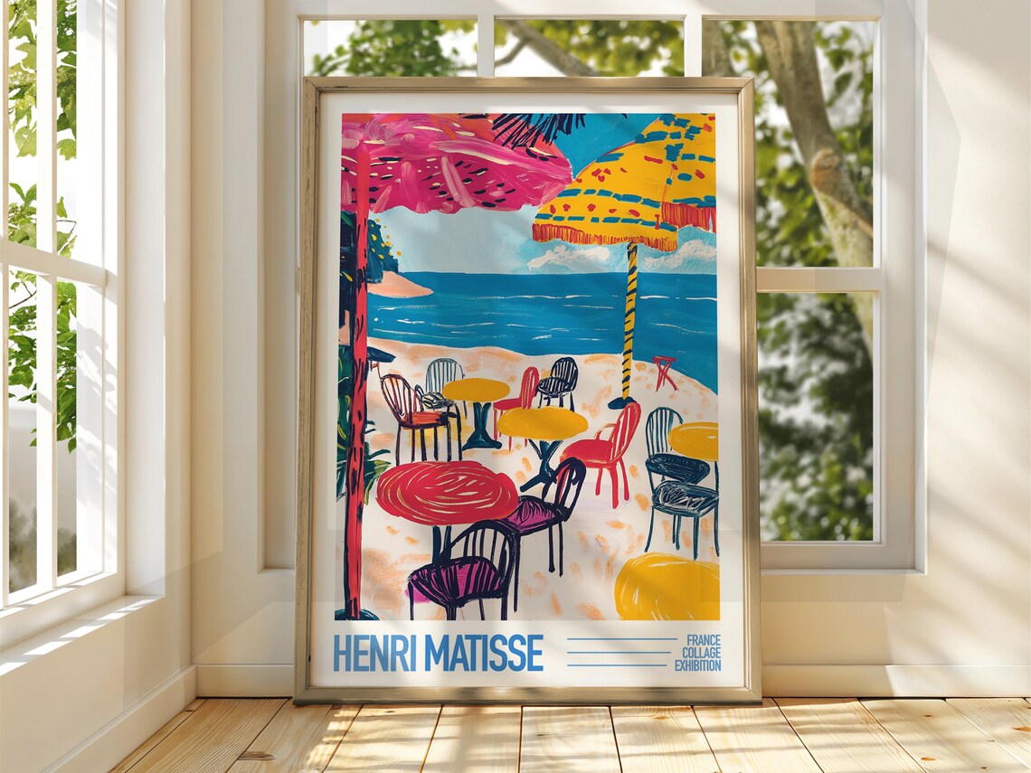 Henri Matisse Beach Cafe Collage Exhibition France Colorful Poster