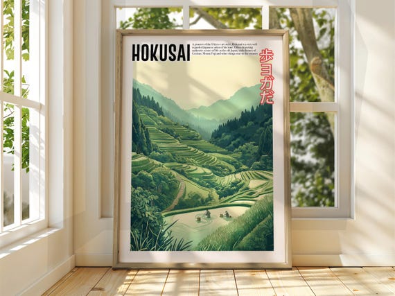 Vintage Japanese Art Ukiyoe Poster Katsushika Hokusai Print Japan Matsumoto Hoji