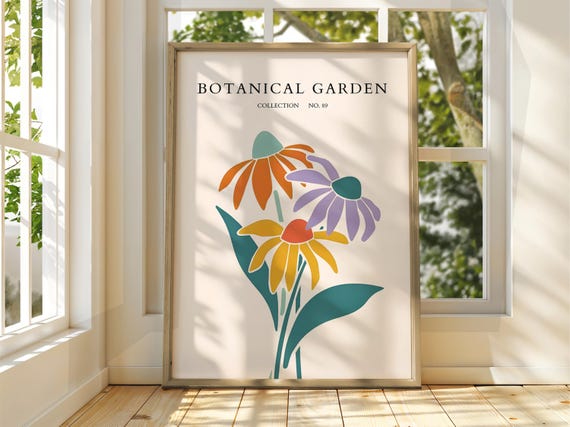 Botanical Garden Poster Exhibition Gallery Print Flower Market Wall Art Floral Pastel Flowers Botanic