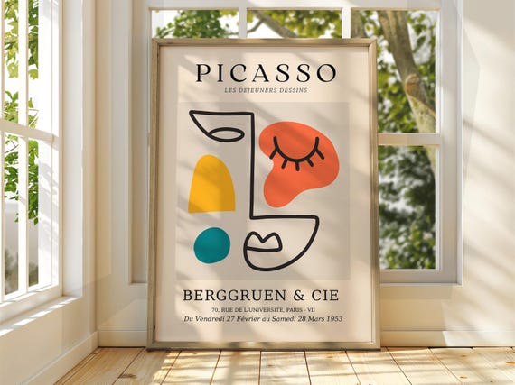 Pablo Picasso Art Exhibition Print Line Floral Poster Gallery Home Decor