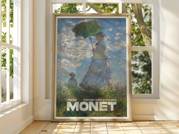 Claude Monet Poster Woman With A Parasol Art Print Vintage French Home Decor Floral Impressionism Gallery