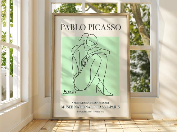 Pablo Picasso Art Exhibition Print Line Classic Poster Gallery Home Decor