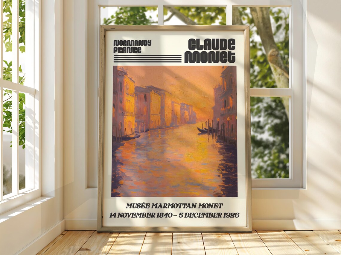 Claude Monet Normandy France Sunset Canal Exhibition Museum Art Poster