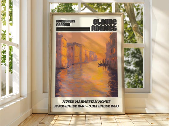 Claude Monet Poster Watercolour Art Print Vintage French Home Decor Famous Impressionism Gallery