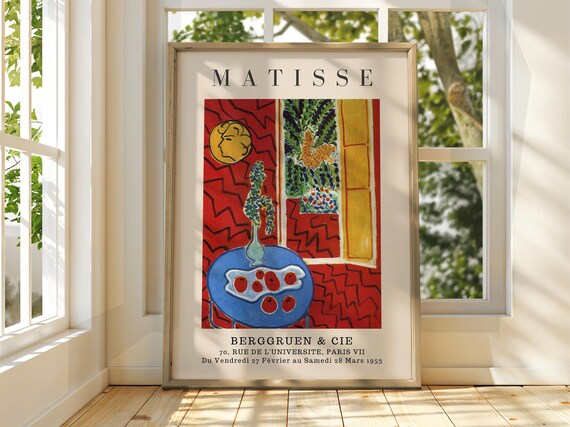 Henri Matisse Berggruen 1953 Red Interior Blue Table Exhibition Poster