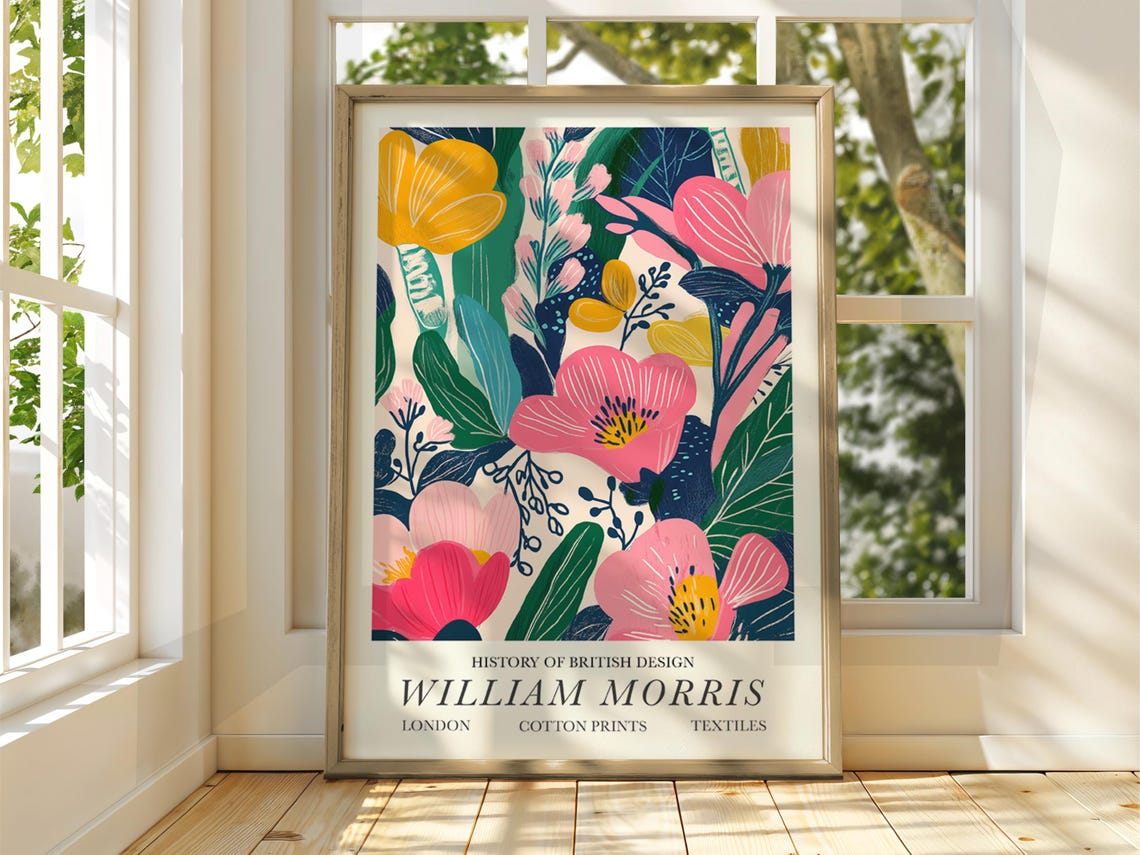 William Morris History of British Design Floral Exhibition Poster