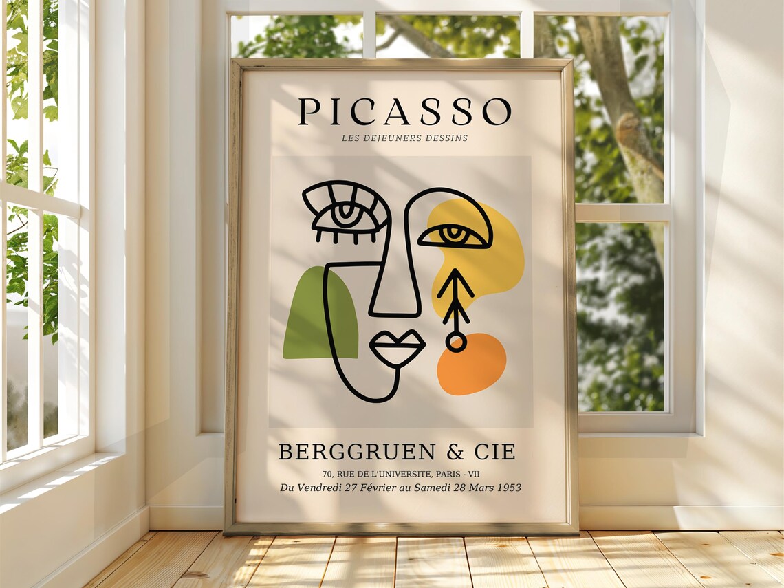 Pablo Picasso Line Floral Exhibition Art Print