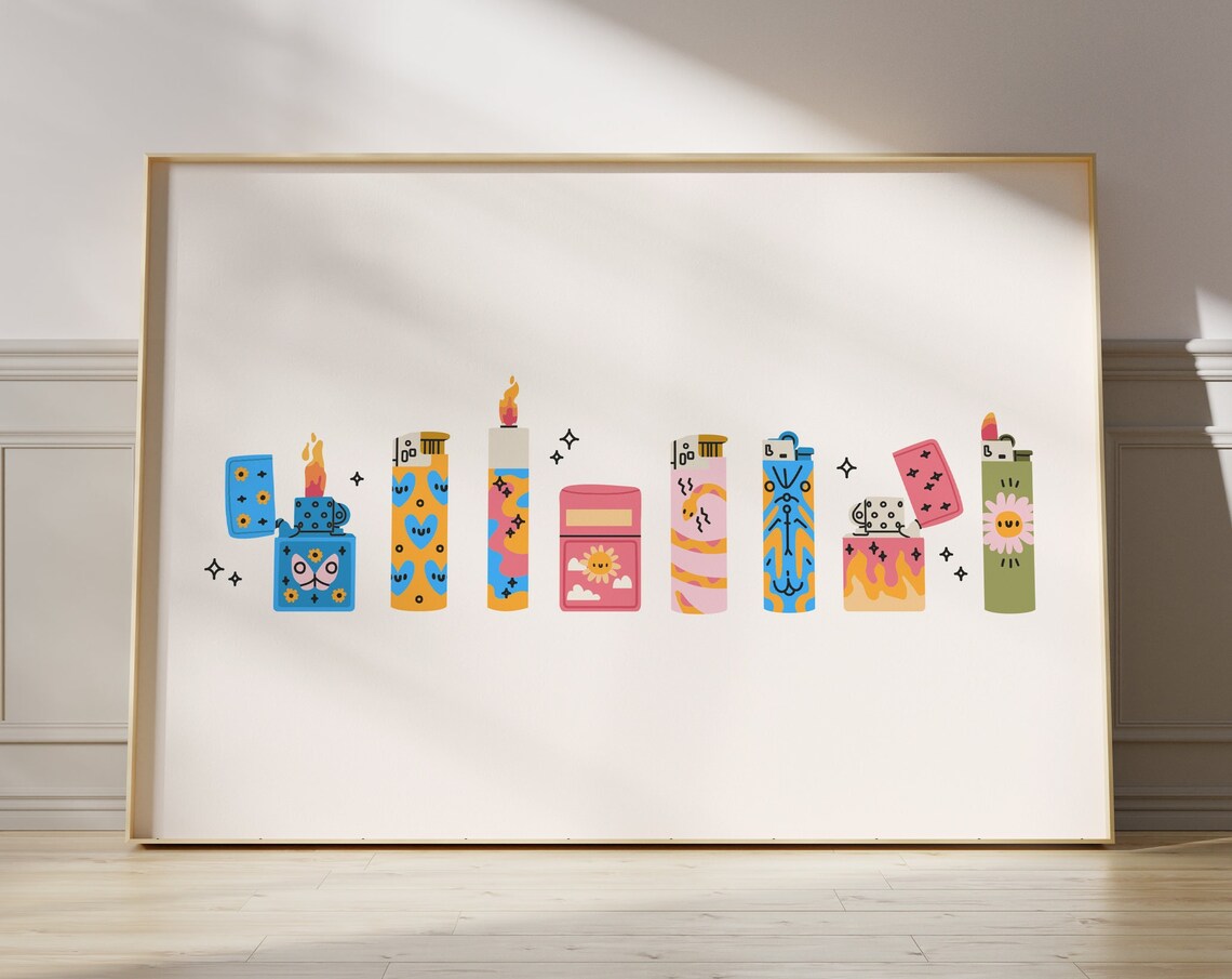 Landscape Colorful Lighters Retro Art Print