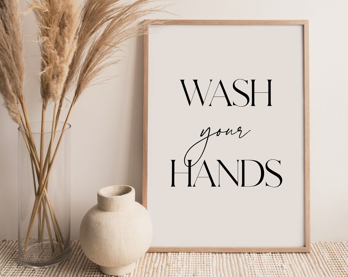 Wash Your Hands Elegant Classic Serif Script Bathroom Quote Poster - Image 2