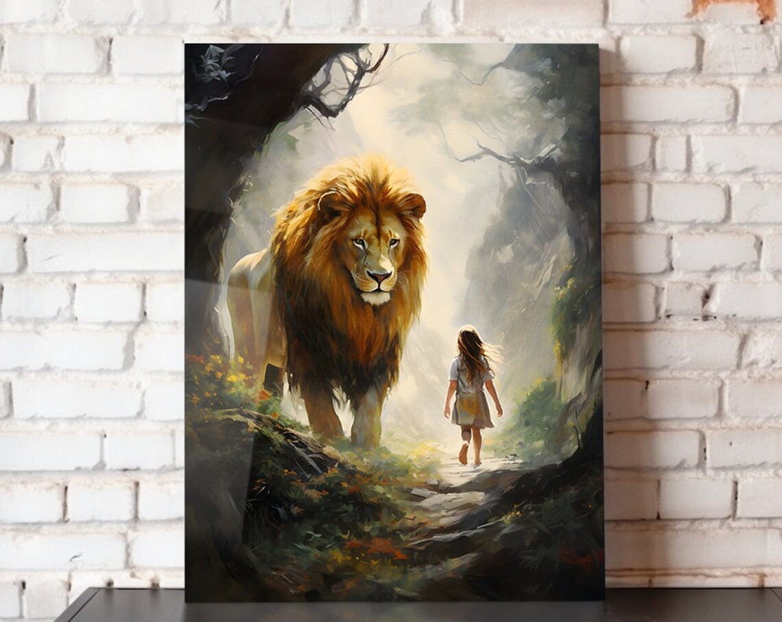 Aslan Narnia Fantasy Lion Art Print, Children's Art