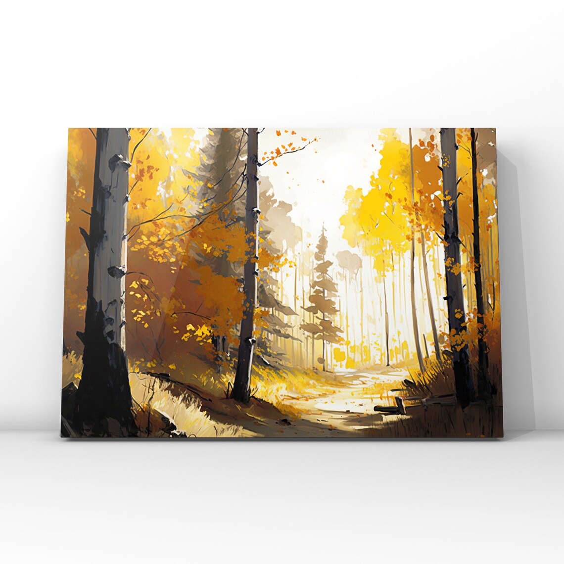 Golden Forest Flat Design Fall Poster Print