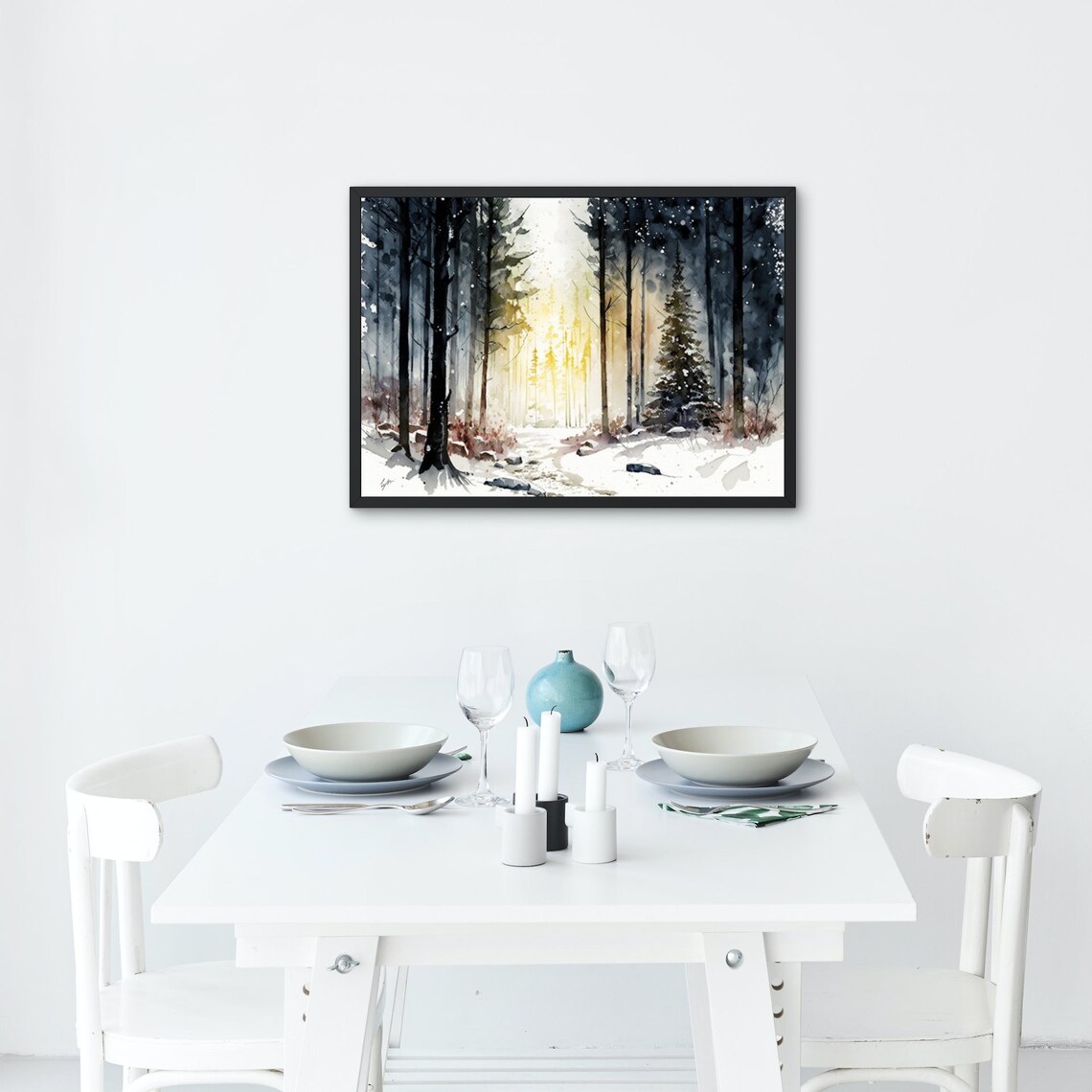 Winter Trees, Sun Shining Through Bare Trees Art Print