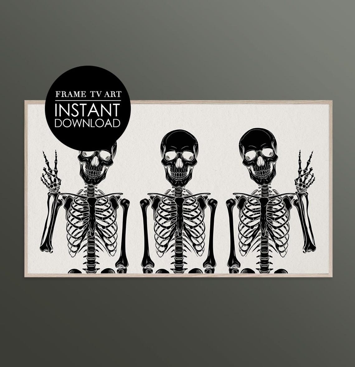 Samsung Frame Tv Art Funny Skeletons Halloween Decor Skeleton Scary Spooky Instant