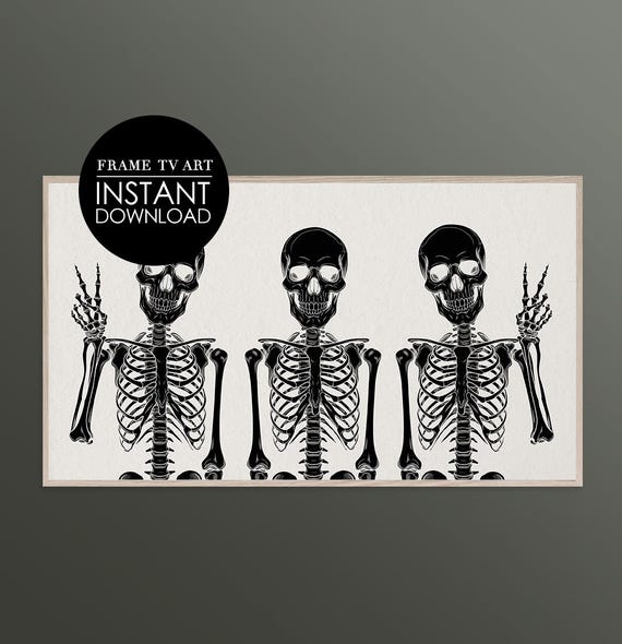 Samsung Frame Tv Art Funny Skeletons Halloween Decor Skeleton Scary Spooky Instant