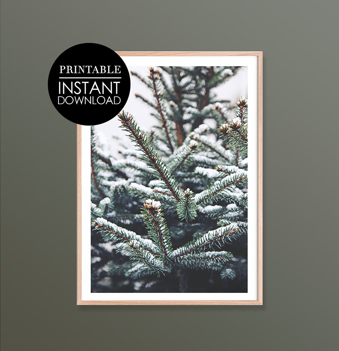 Snowy Pine Tree Star Ornament Cozy Winter Christmas Photo Poster
