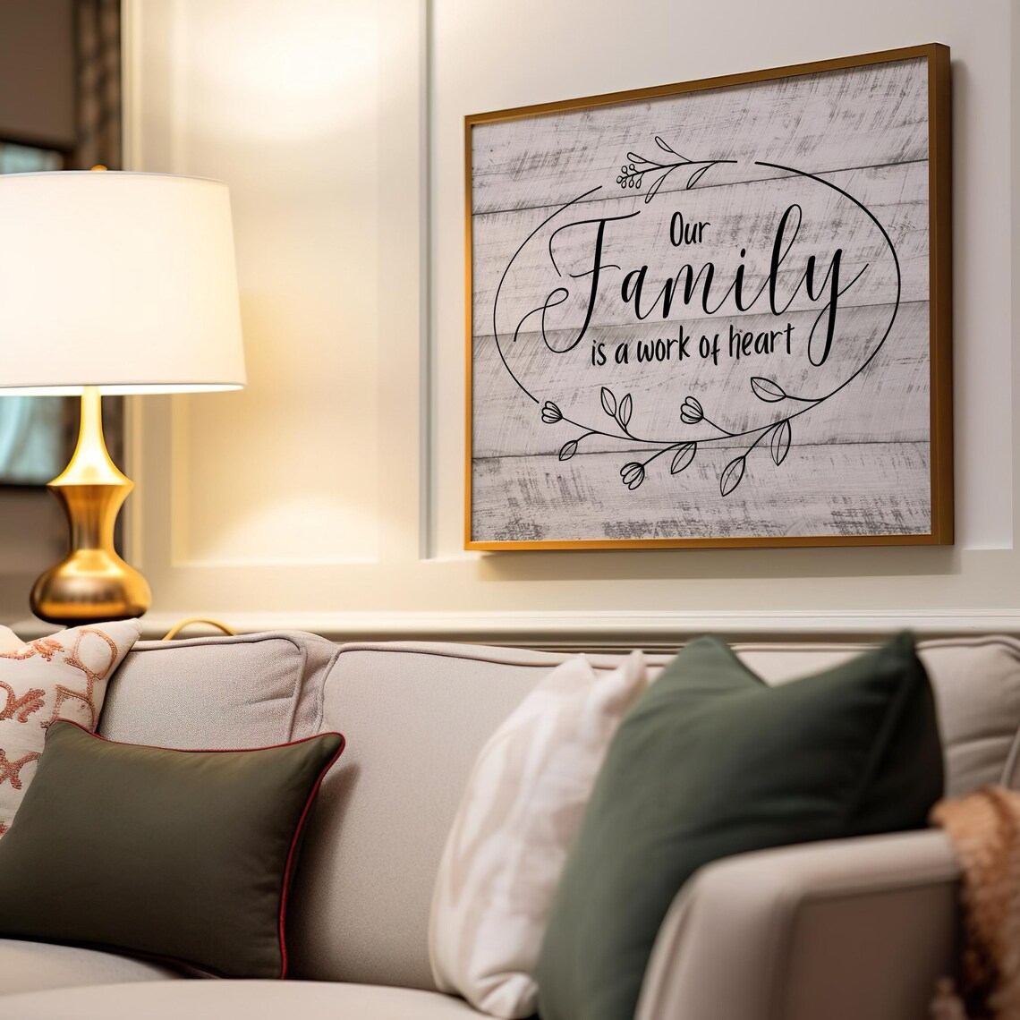 Our Family Is a Work of Heart Rustic Whitewash Wood Sign Poster - Image 4