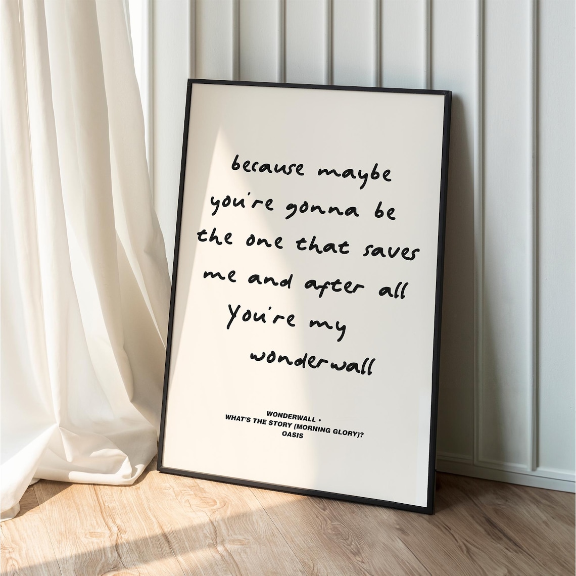 Wonderwall Lyrics, 90s Britpop Song Quote Art Print