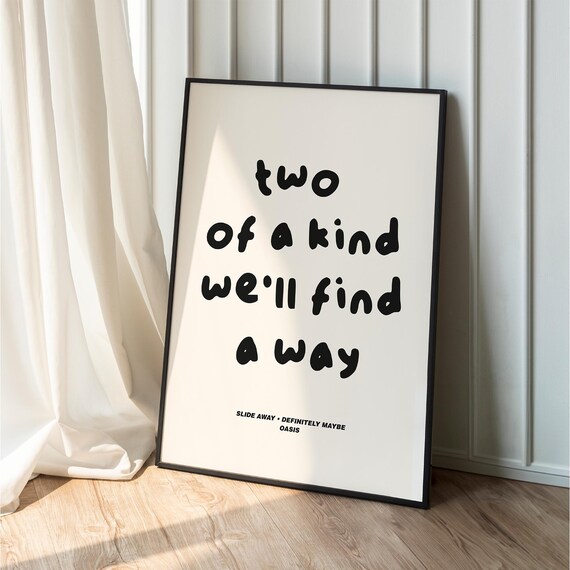 Oasis Slide Away Definitely Maybe Album Lyrics Song Quote Poster