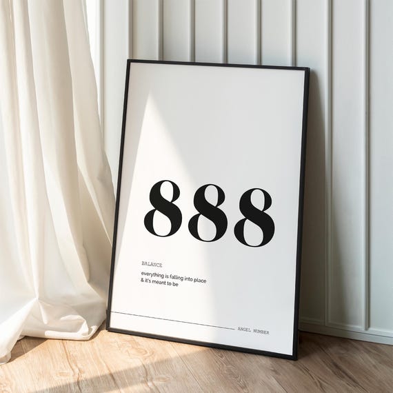 888 Angel Number Minimalist Spiritual Art Print