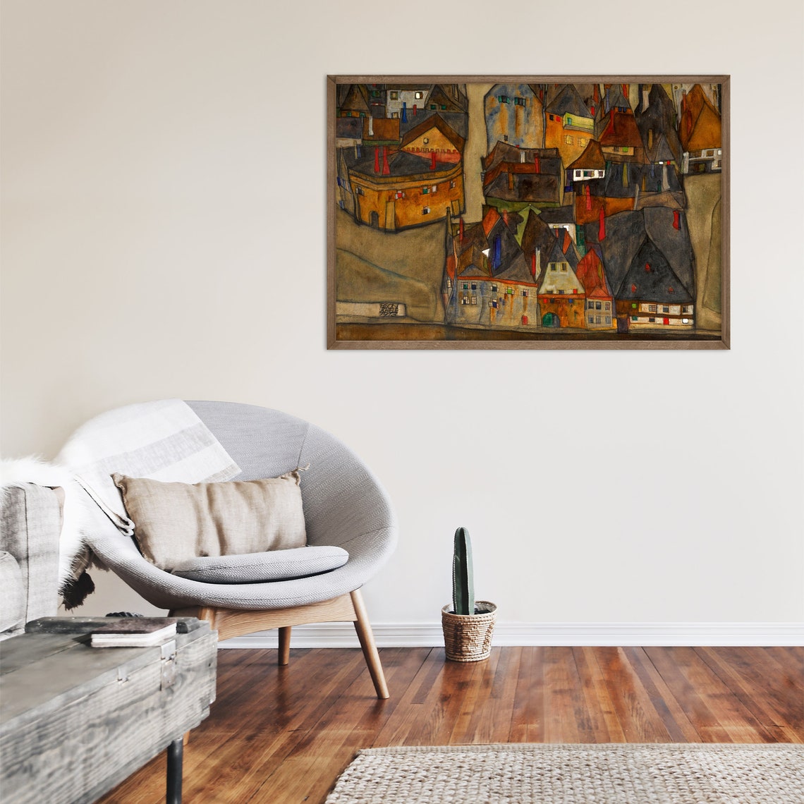 Egon Schiele The Small City II 1913 Expressionist Townscape Poster - Image 2
