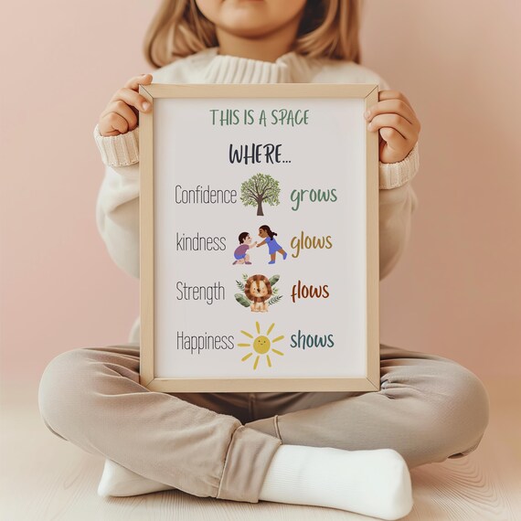 Kids Confidence Grows Kindness Glows Classroom Affirmation Poster
