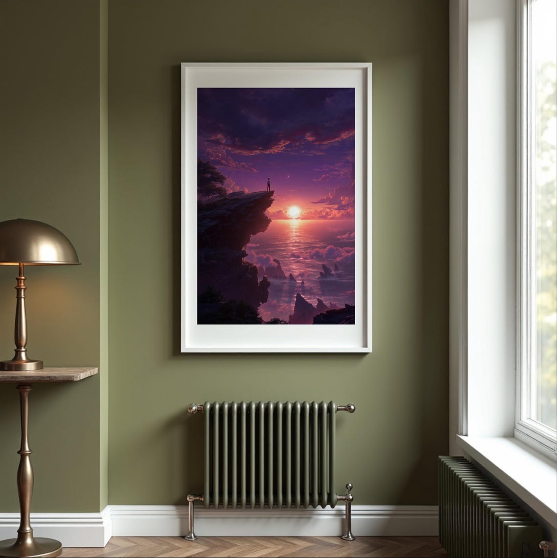 Ghibli Style Anime Sunset Print Fantasy Cliff Landscape 5 Sizes