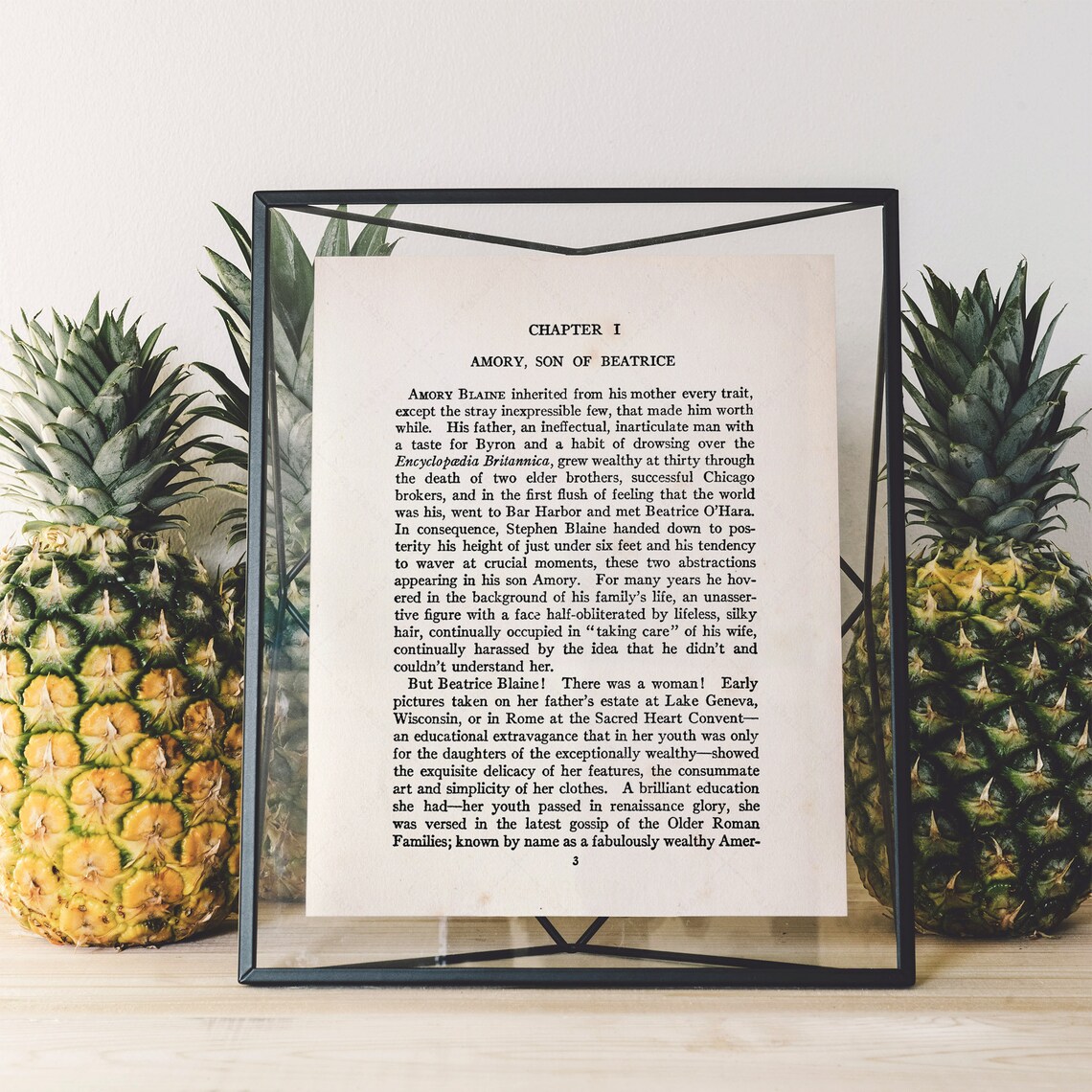 F Scott Fitzgerald This Side Of Paradise Chapter One First Page Art Poster - Image 2