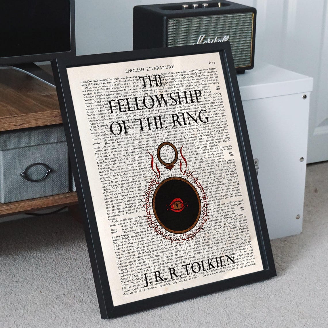 The Fellowship Of The Ring By Jrr Tolkien Instant Book Cover Art Reading Nook Decor Gifts Print Locally Literature Gifts - Image 3