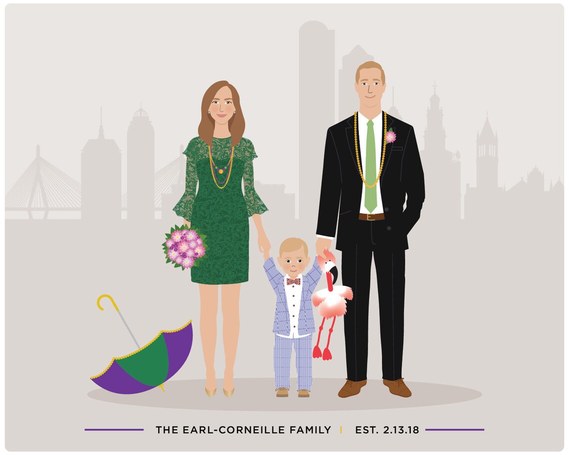 Custom Family Portrait, Hand Drawn People - Image 3
