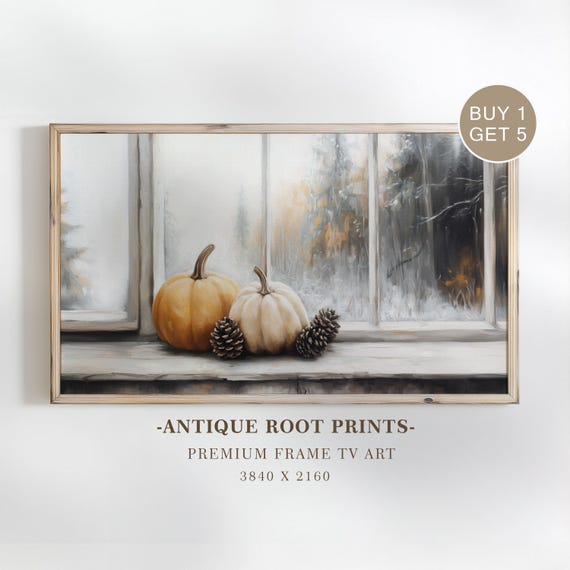 Rustic Pumpkin Samsung Frame Tv Art Cozy Autumn Still Life Print Vintage Neutral Farmhouse Decor For 38