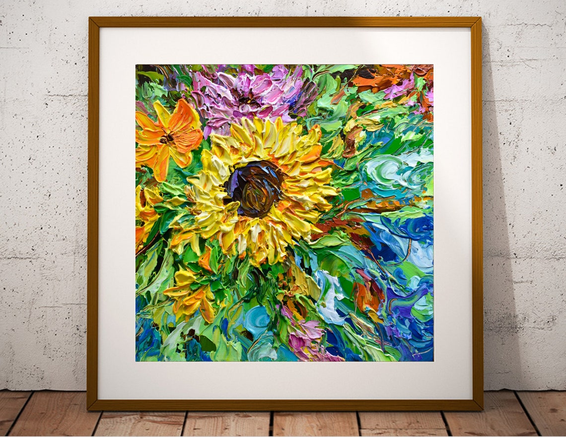 Sunflower Print Fall Wall Art Dcor Yellow Flowers Wall Hangings Van Gogh Inspired - Image 2