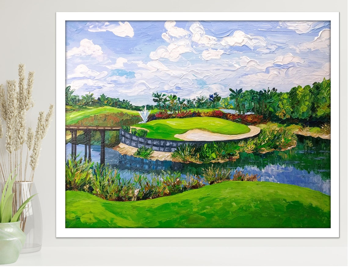 Golf Course Print Of Original Impressionist Painting Palette Knife Wall Art Golf Gift