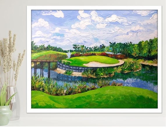 Golf Course Print Of Original Impressionist Painting Palette Knife Wall Art Golf Gift