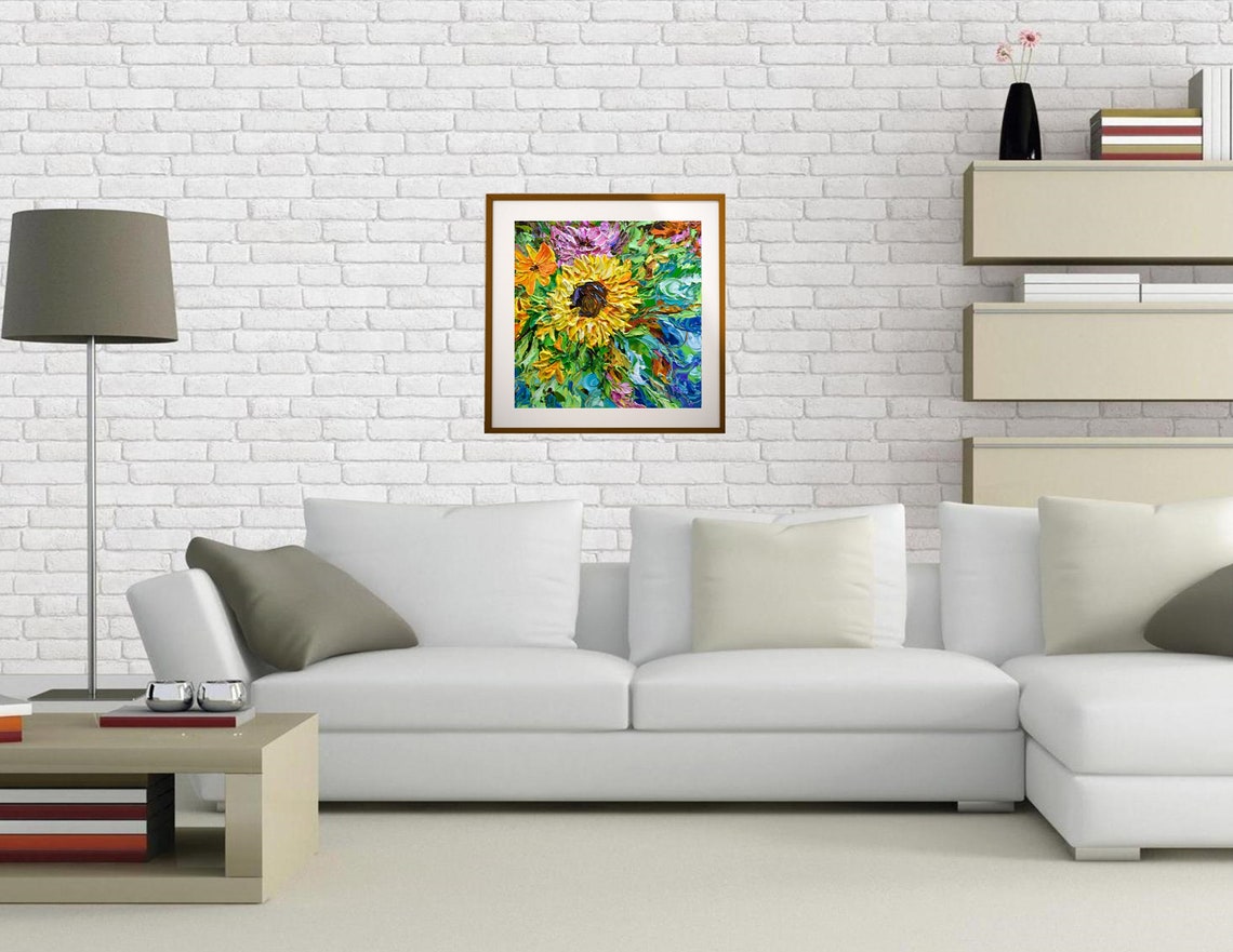 Sunflower Print Fall Wall Art Dcor Yellow Flowers Wall Hangings Van Gogh Inspired - Image 3