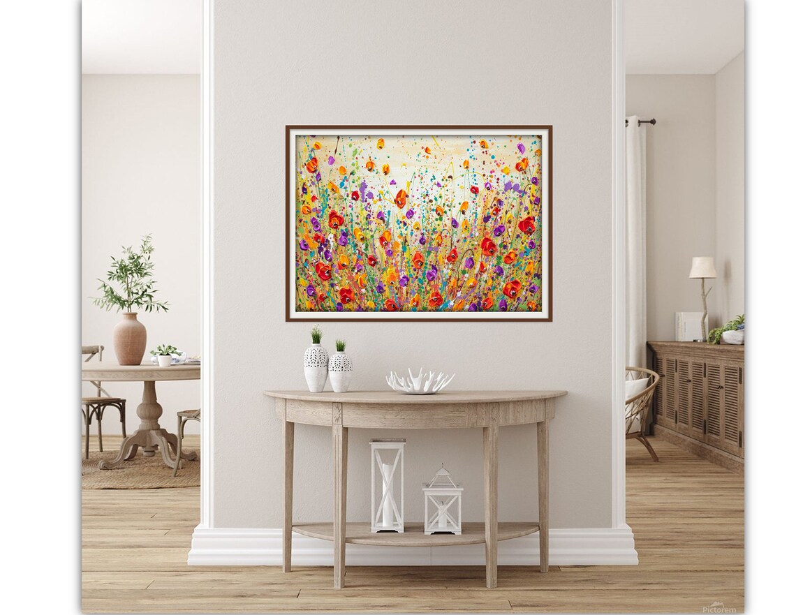 Wildflower Field Print Of Floral Painting Red Poppies Purple Flowers Wall Art Dcor Gift For Women - Image 2