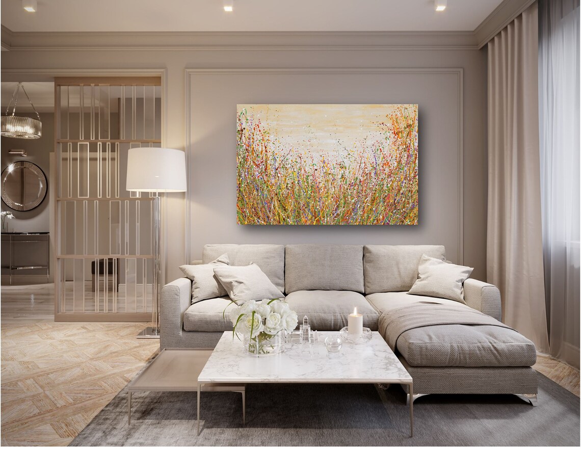 Abstract Wildflower Meadow, Splashed Paint Art Print - Image 3