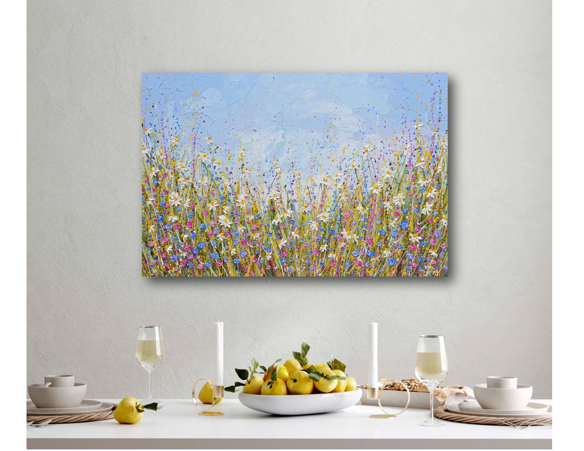 Colorful Wildflower Field Painting Summer Meadow Blooms Wall Poster - Image 2