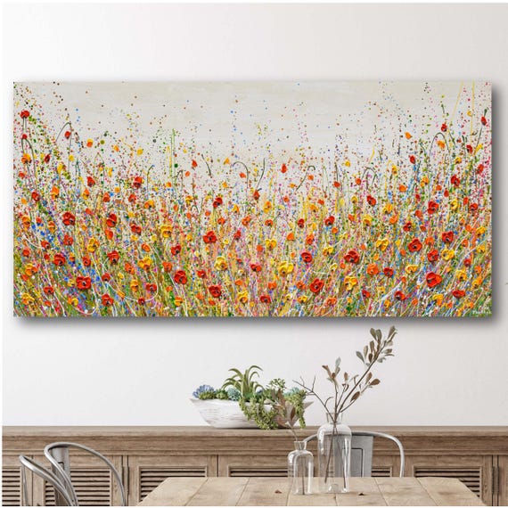 Wildflower Meadow Poppies, Abstract Floral Art Print