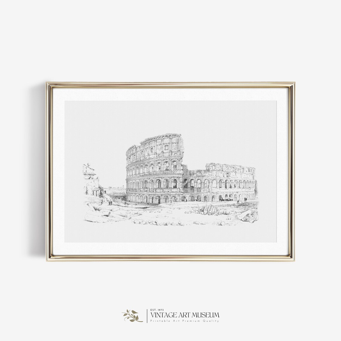 Colosseum Vintage Print, Rome Architecture Wall Art