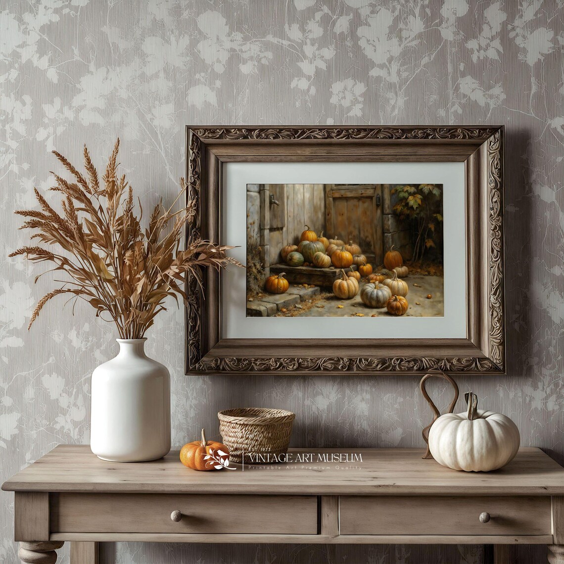 Rustic Pumpkins Art Print, Vintage Fall Harvest - Image 3