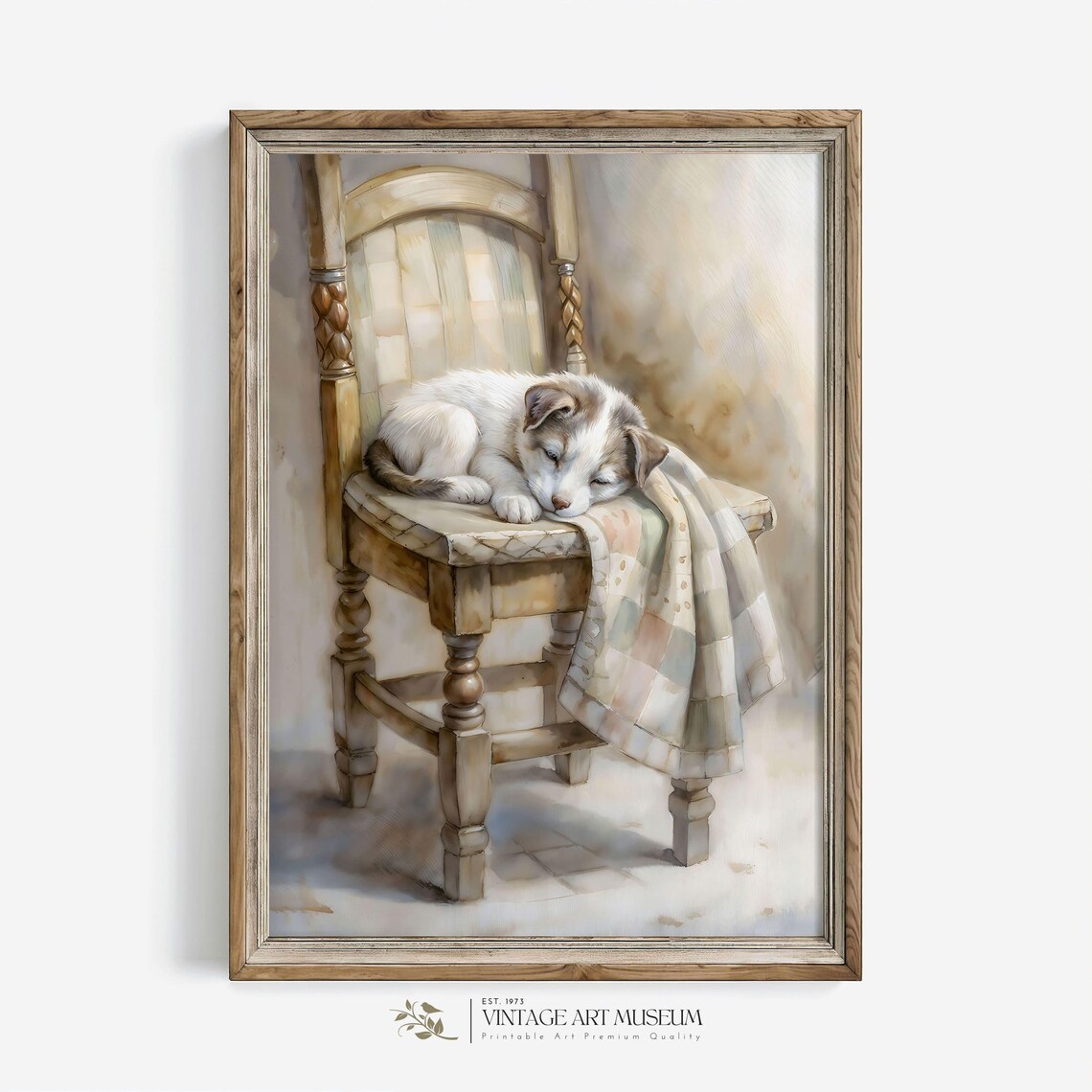 Sleepy Puppy Nursery Watercolor Animal Wall Art for Kids Room - Image 3