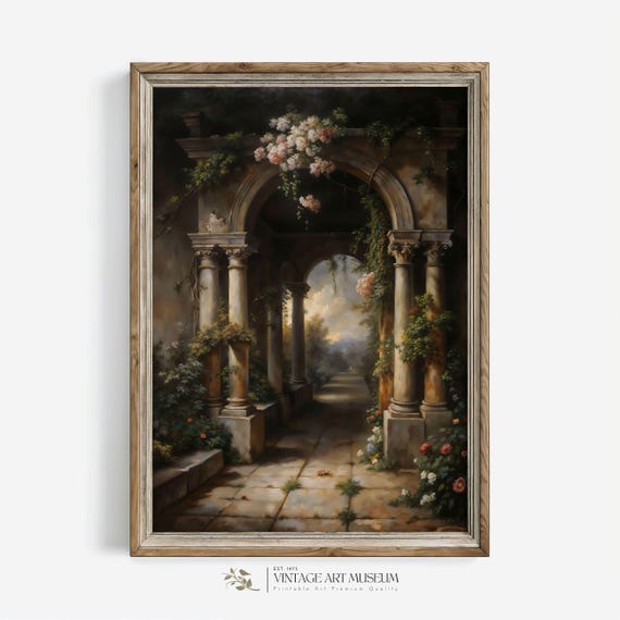 Blooming Garden Flowers Vintage Style Spring Wall Art Painting Moody Print For Aesthetic Room Decor 53