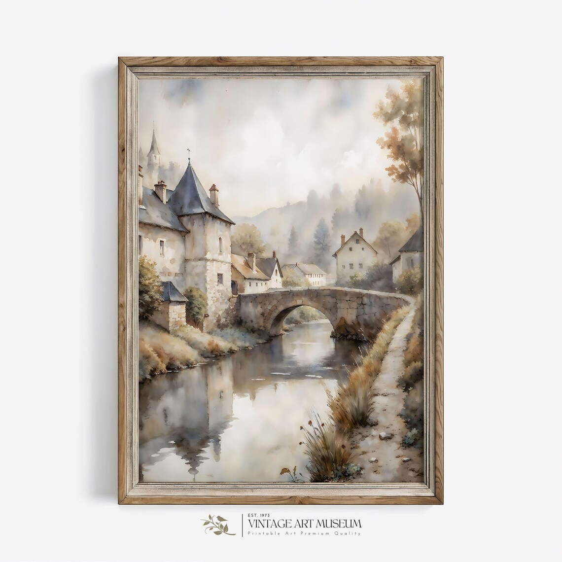 Fairytale Village Vintage Style Cityscape Art Print