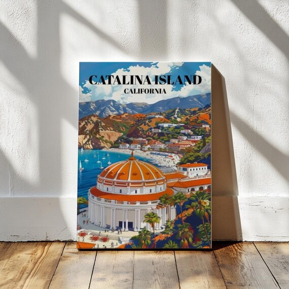 Catalina Island California Avalon Bay Casino Vintage Coastal Travel Poster