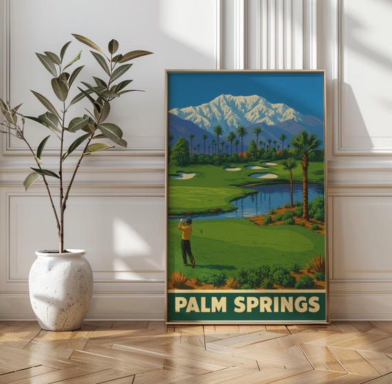 Palm Springs Golf Course Vintage 1950s Midcentury Art