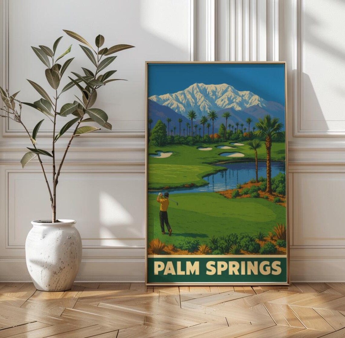 Palm Springs Golf Course Vintage 1950s Midcentury Art