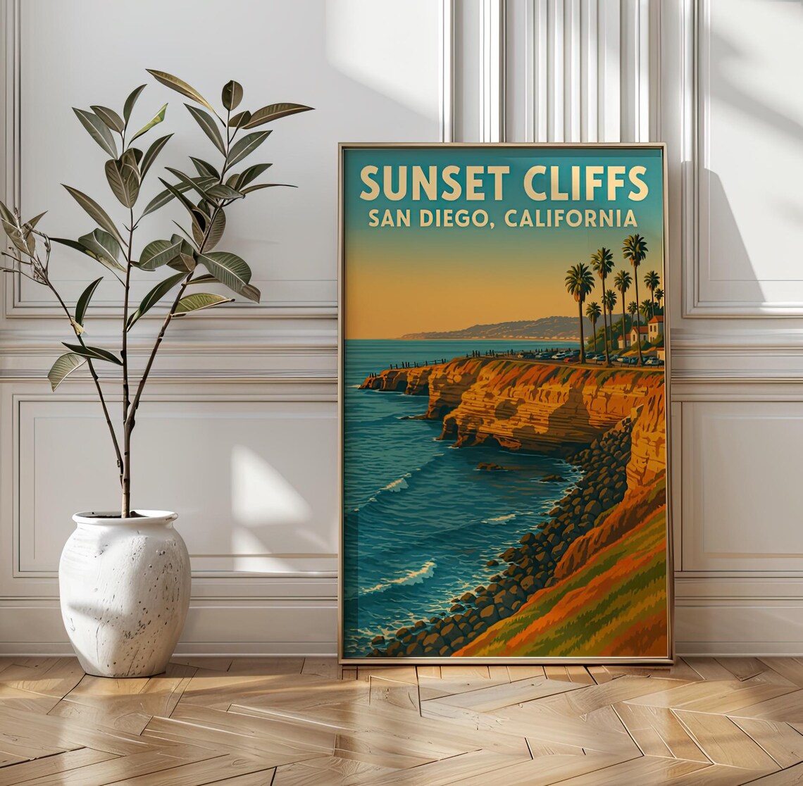 Sunset Cliffs San Diego Vintage Travel Poster