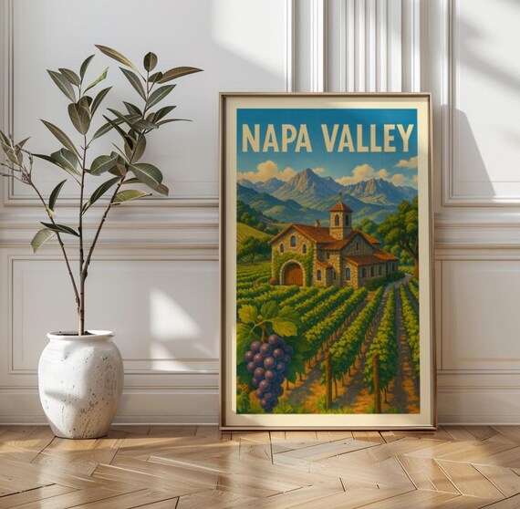 Napa Valley California Vintage Vineyard Winery Travel Poster