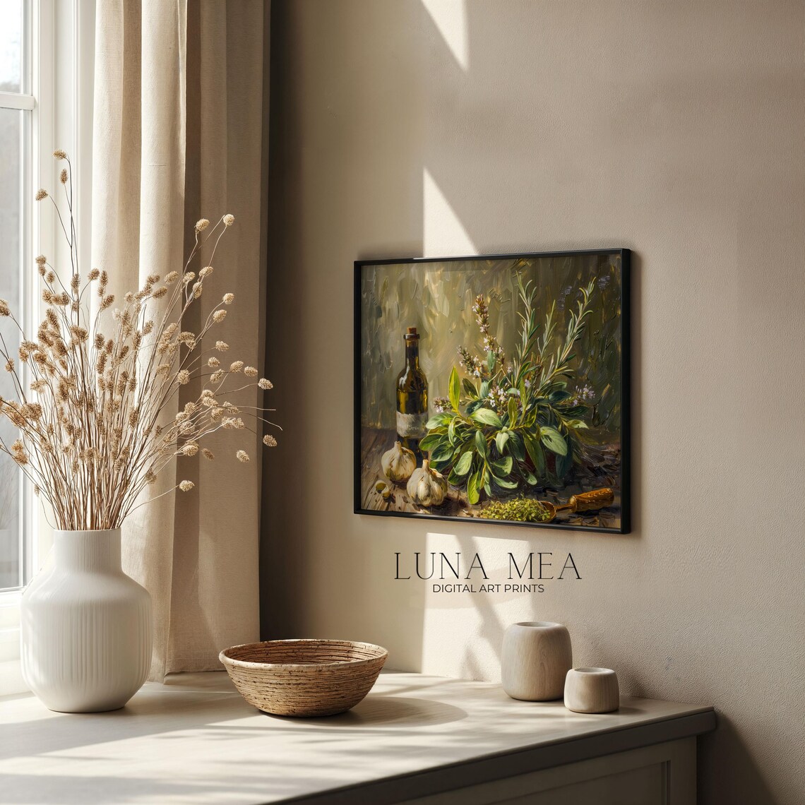 Kitchen Still Life Herbs and Garlic Vintage Art Print - Image 3