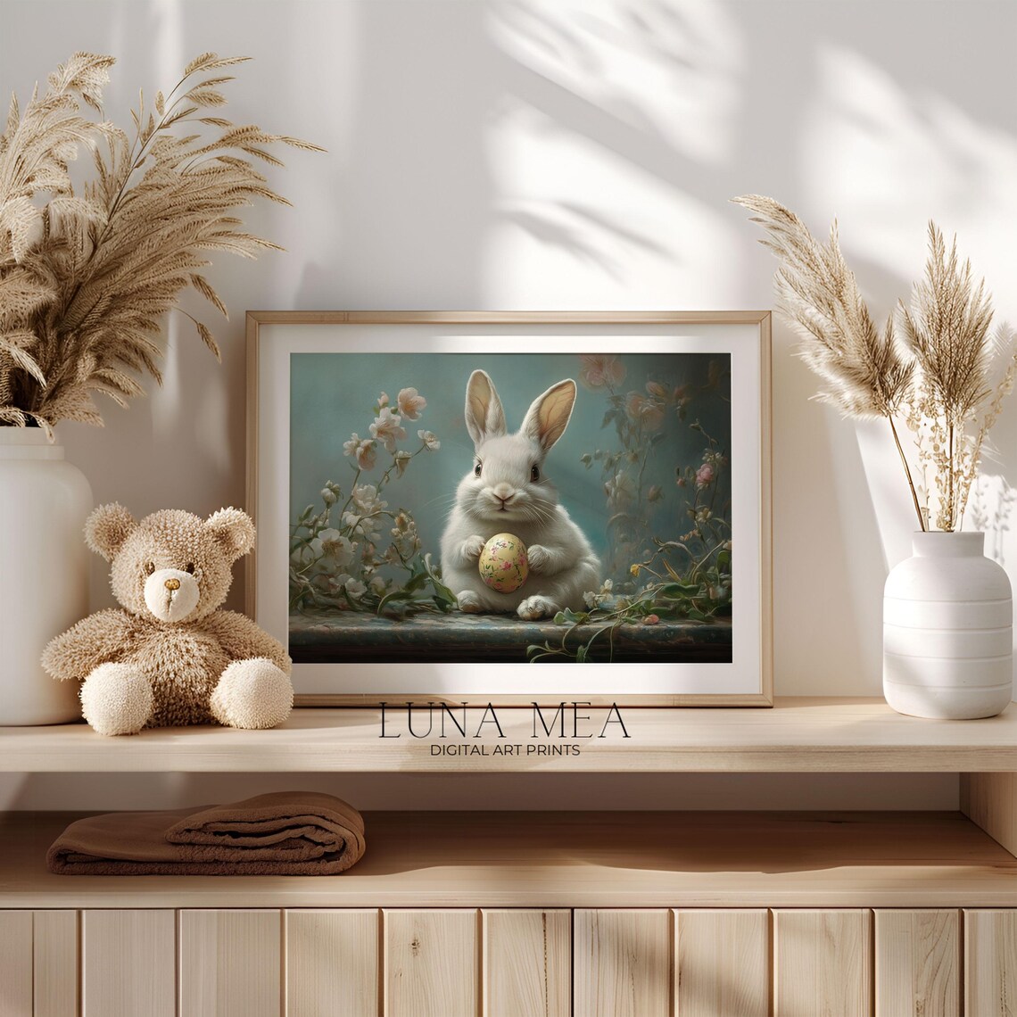 Vintage Easter Bunny, Antique Style Nursery Art Print - Image 2